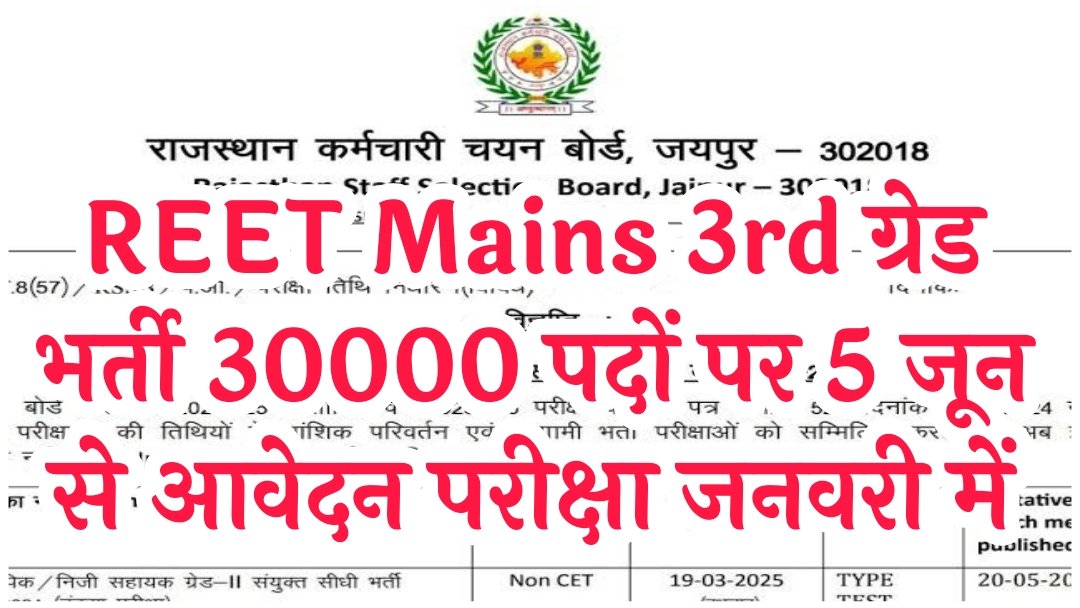 REET Mains 3rd Grade Bharti 2025