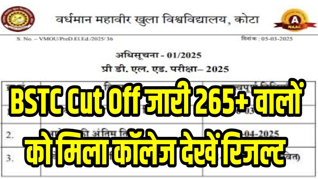 Rajasthan Pre BSTC Result Cutoff 2025