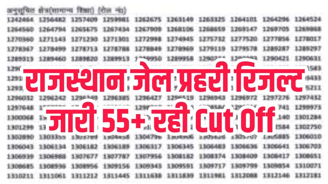 Rajasthan Jail Prahari Exam Result 2025