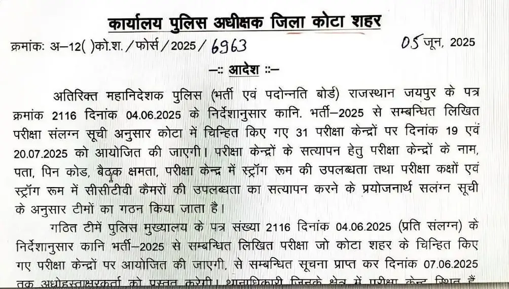Rajasthan Police Constable Exam Date 2025